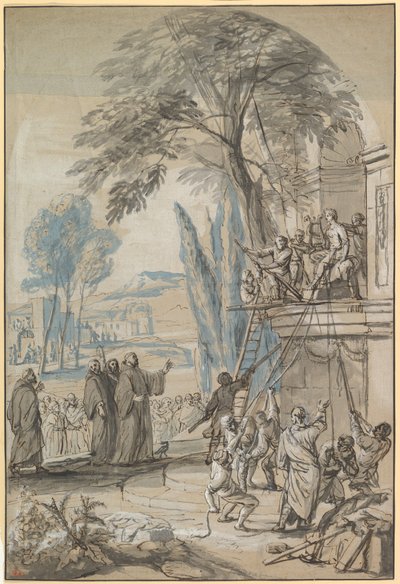 Benedict of Nursia Orders the Destruction of the Temple of Apollo at Monte Cassino by Jan Erasmus Quellinus